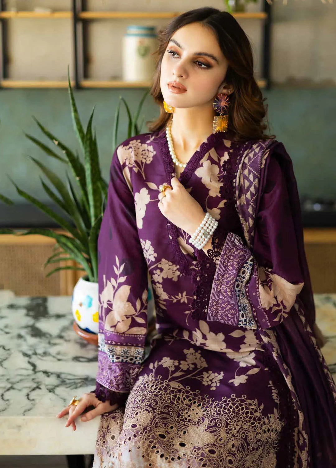 Riaz Arts Embroidered Lawn Suits Unstitched 3 Piece RA25AL AF-160 - Summer Collection