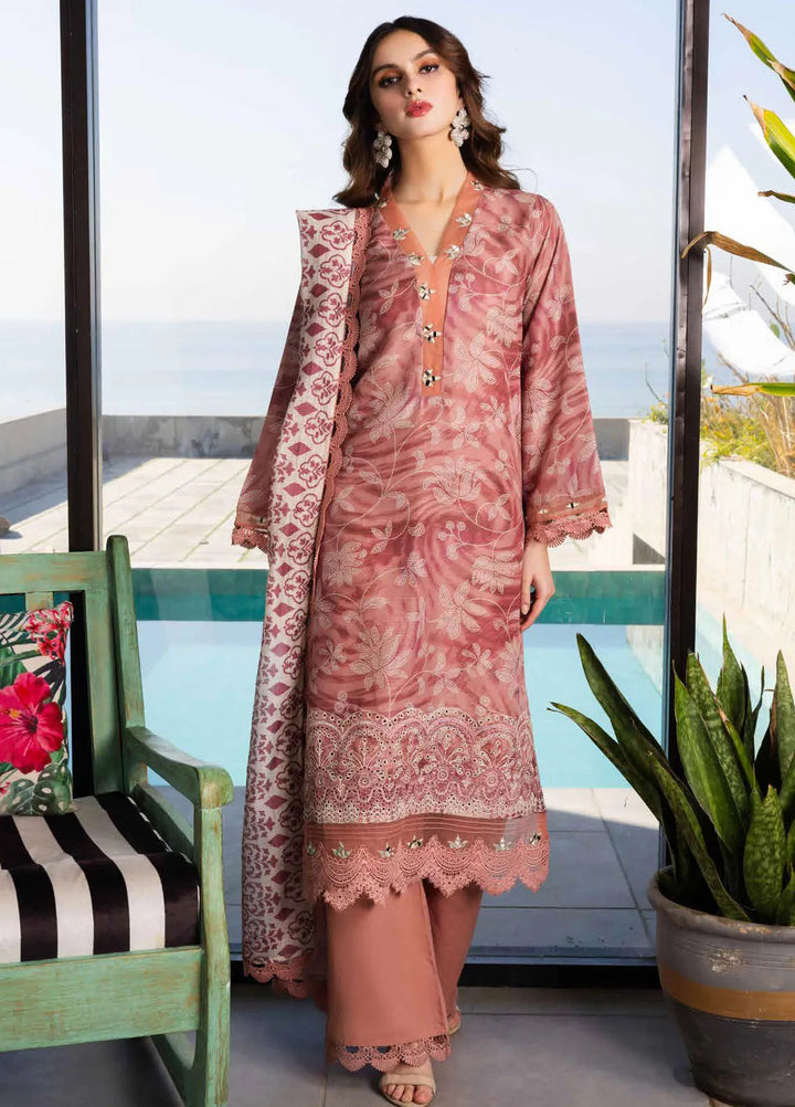 Riaz Arts Embroidered Lawn Suits Unstitched 3 Piece RA25AL AF-164 - Summer Collection