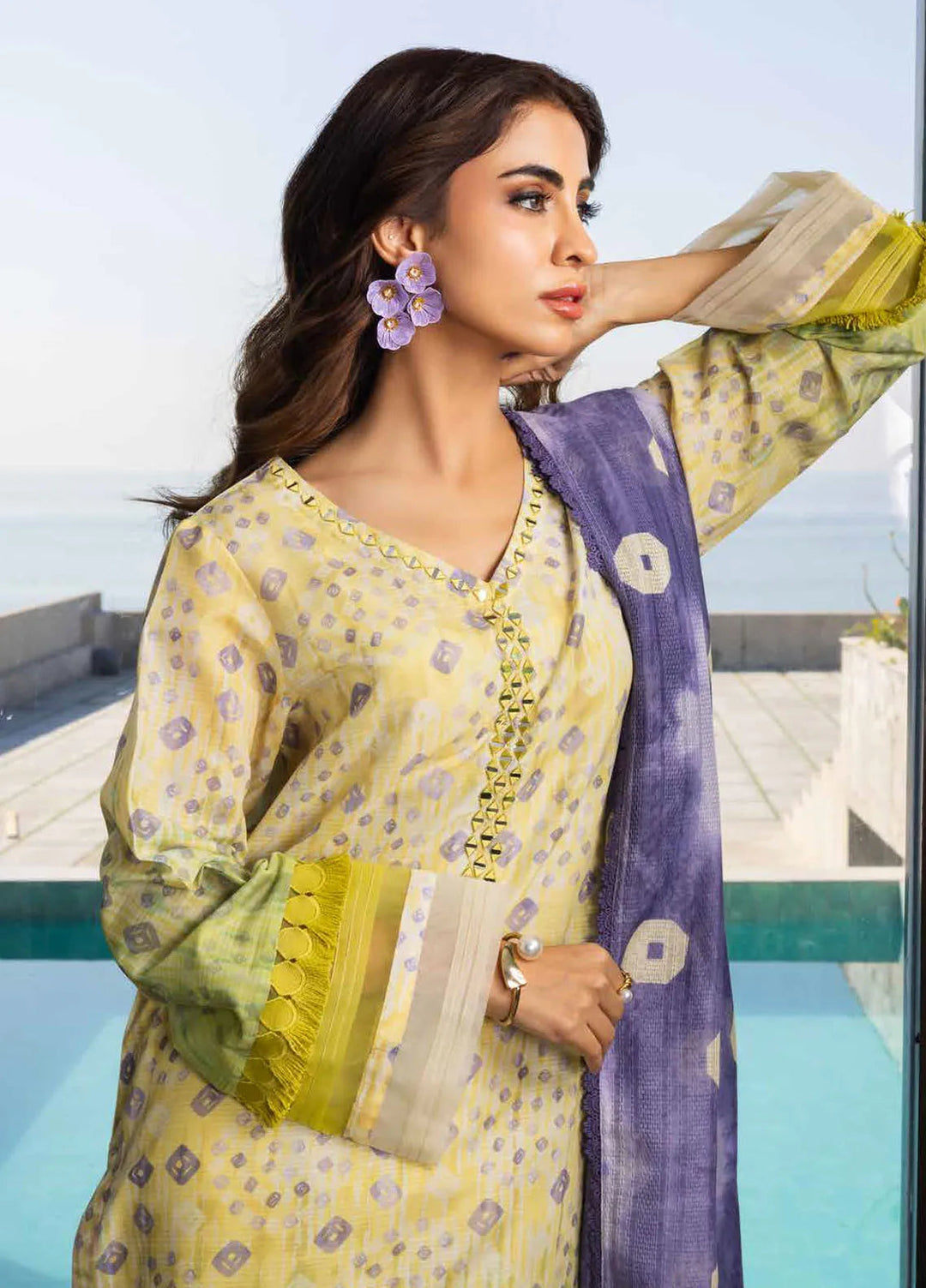 Riaz Arts Embroidered Lawn Suits Unstitched 3 Piece RA25AL AF-165 - Summer Collection
