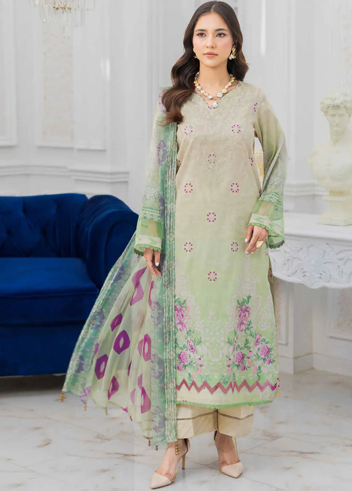 Riaz Arts Embroidered Lawn Suits Unstitched 3 Piece RA25LC AF-210 - Summer Collection