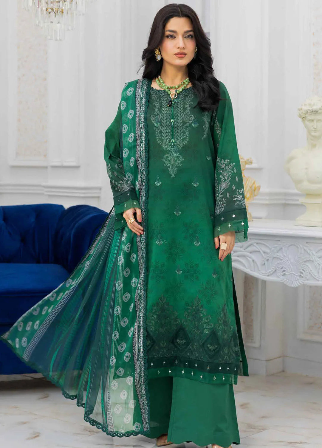 Riaz Arts Embroidered Lawn Suits Unstitched 3 Piece RA25LC AF-211 - Summer Collection