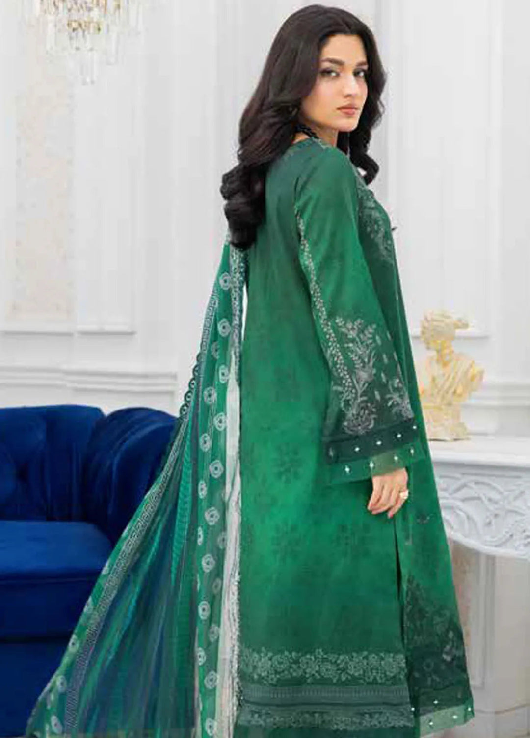 Riaz Arts Embroidered Lawn Suits Unstitched 3 Piece RA25LC AF-211 - Summer Collection