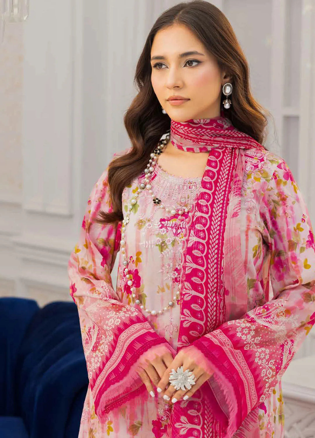 Riaz Arts Embroidered Lawn Suits Unstitched 3 Piece RA25LC AF-213 - Summer Collection