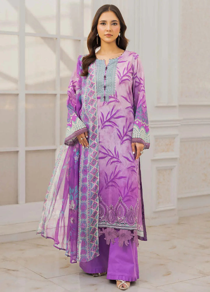 Riaz Arts Embroidered Lawn Suits Unstitched 3 Piece RA25LC AF-215 - Summer Collection
