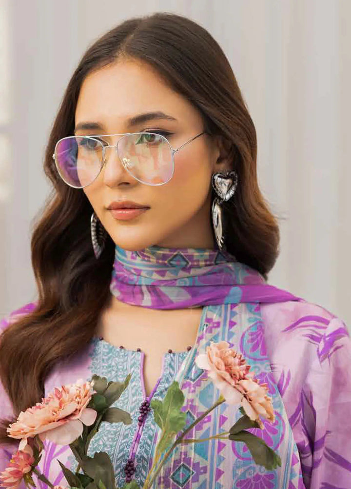 Riaz Arts Embroidered Lawn Suits Unstitched 3 Piece RA25LC AF-215 - Summer Collection