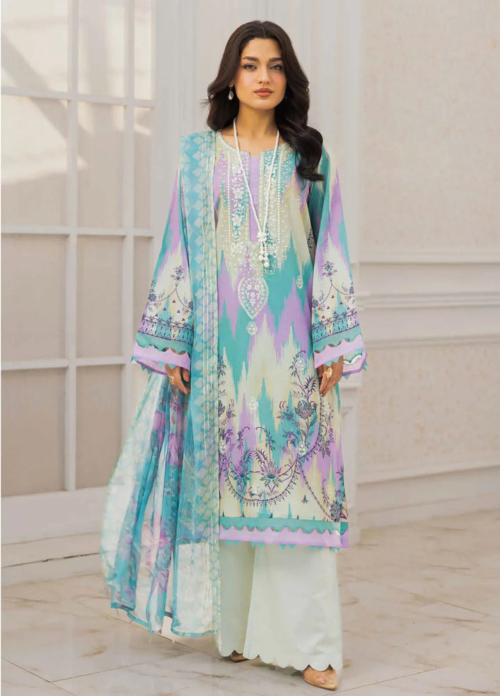 Riaz Arts Embroidered Lawn Suits Unstitched 3 Piece RA25LC AF-216 - Summer Collection