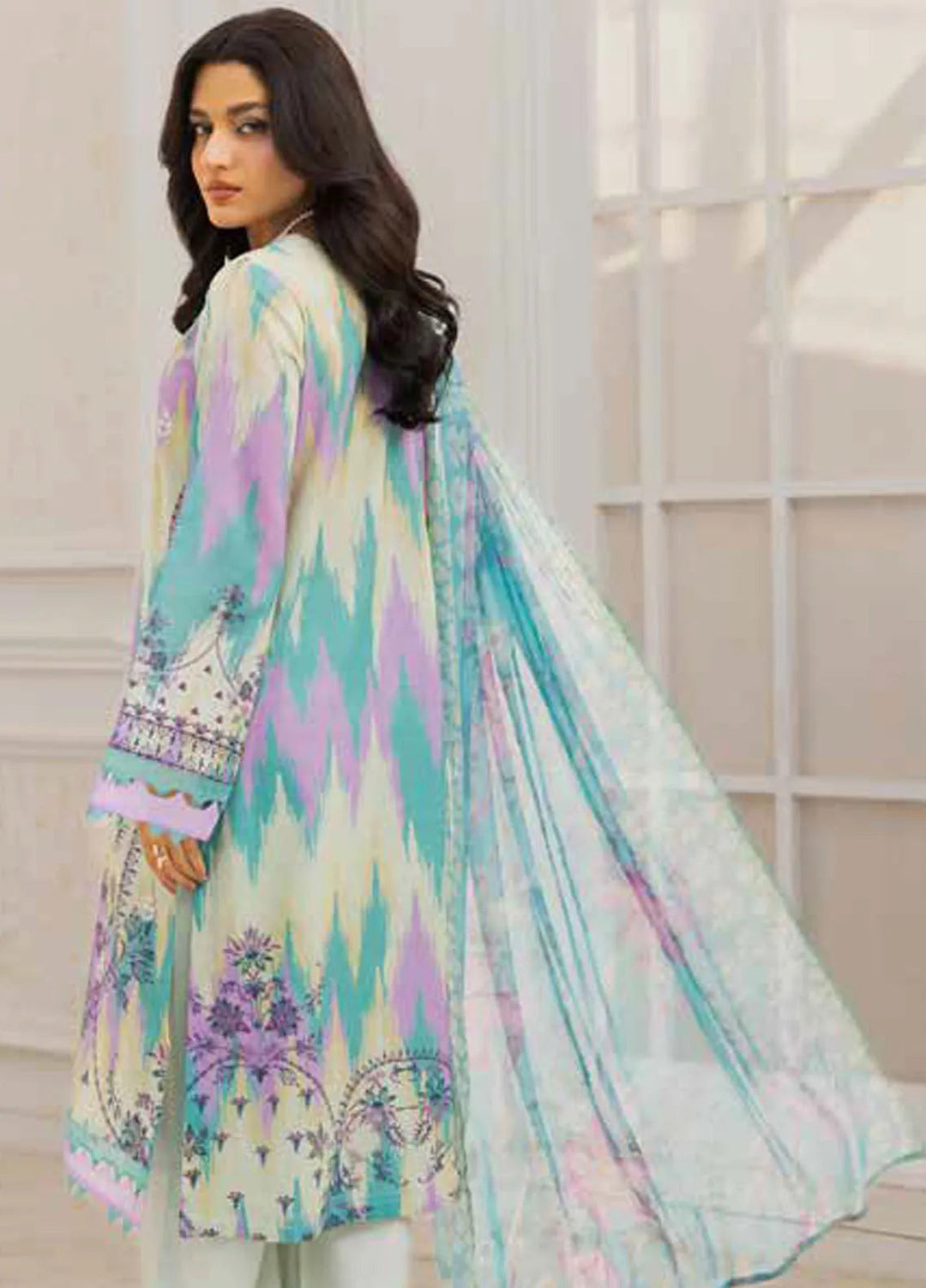 Riaz Arts Embroidered Lawn Suits Unstitched 3 Piece RA25LC AF-216 - Summer Collection