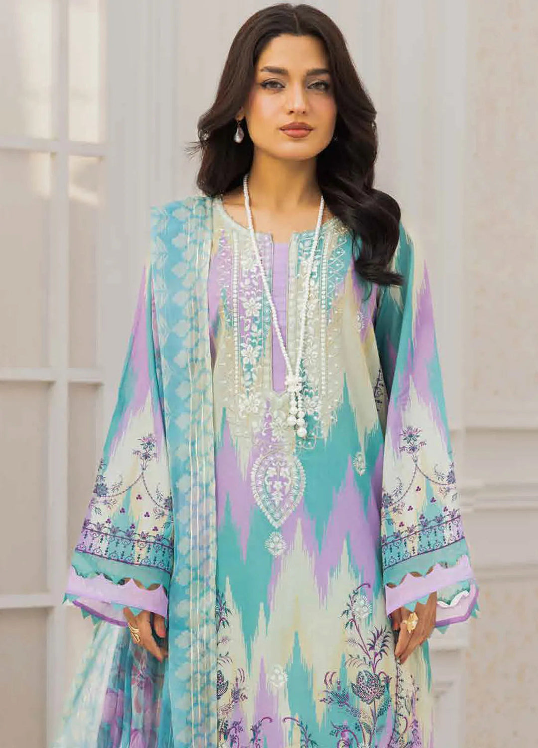 Riaz Arts Embroidered Lawn Suits Unstitched 3 Piece RA25LC AF-216 - Summer Collection