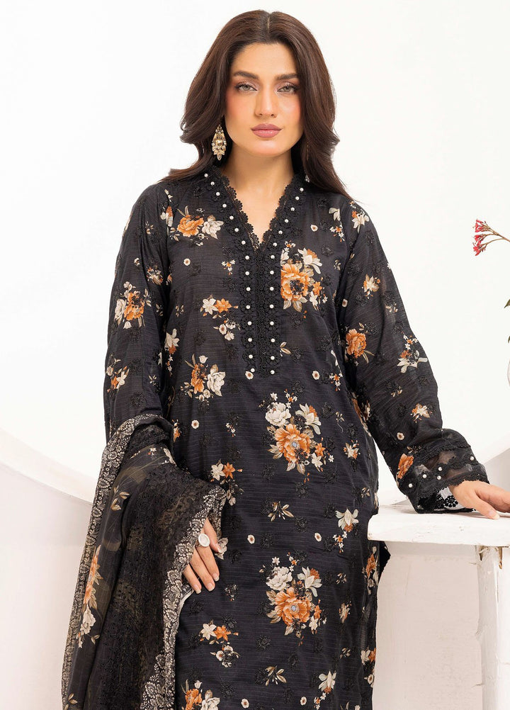 Riaz Arts Embroidered Lawn Suits Unstitched 3 Piece RA25RL D-01 - Summer Collection