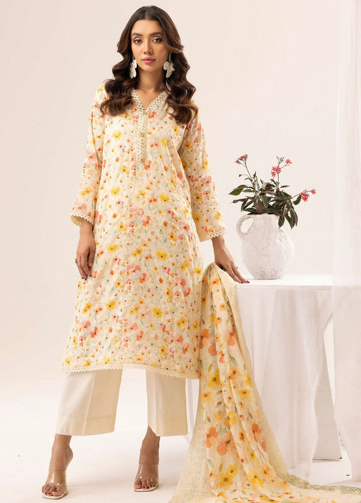 Riaz Arts Embroidered Lawn Suits Unstitched 3 Piece RA25RL D-02 - Summer Collection