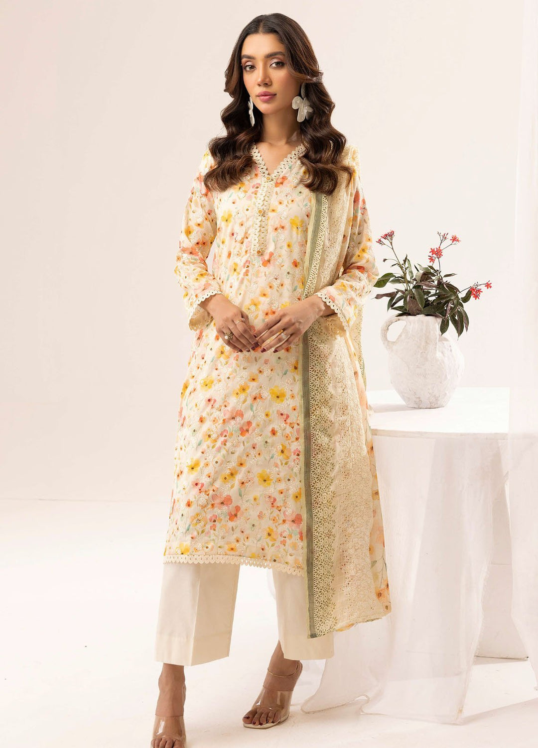 Riaz Arts Embroidered Lawn Suits Unstitched 3 Piece RA25RL D-02 - Summer Collection