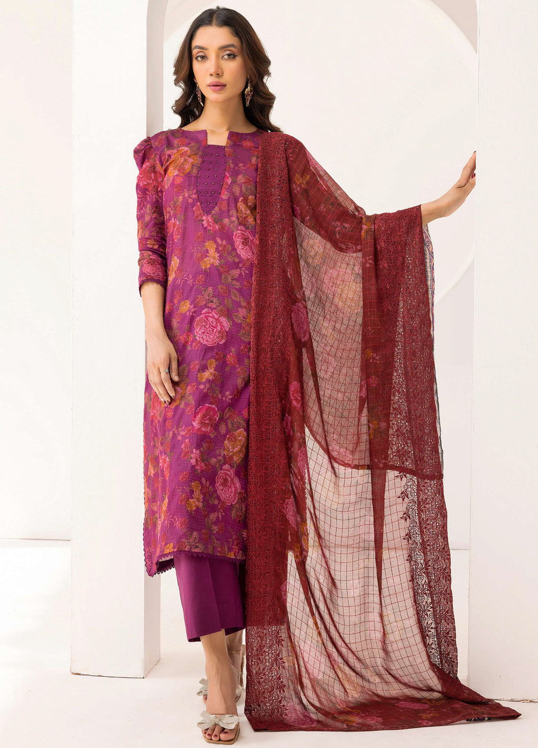 Riaz Arts Embroidered Lawn Suits Unstitched 3 Piece RA25RL D-06 - Summer Collection