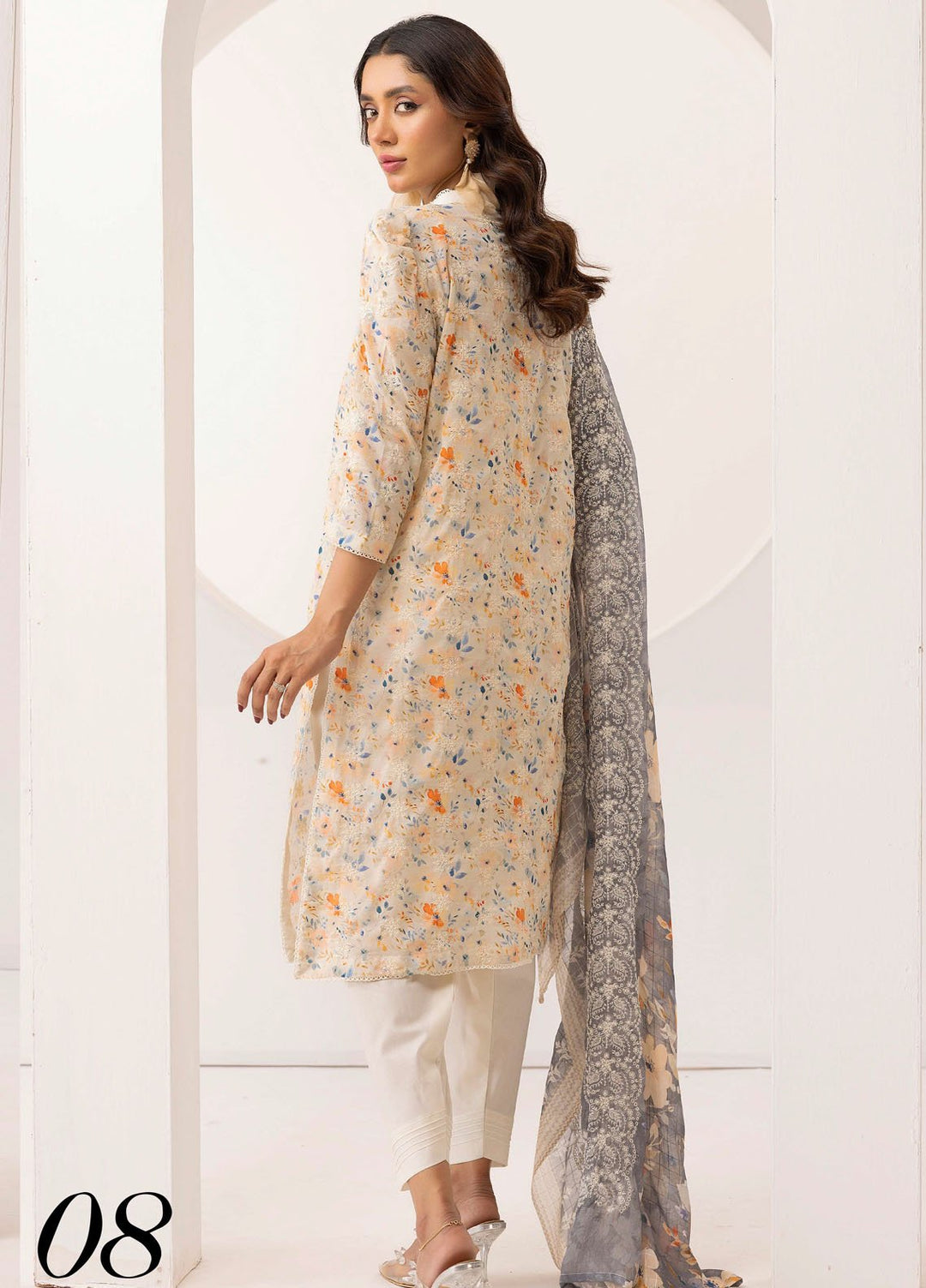 Riaz Arts Embroidered Lawn Suits Unstitched 3 Piece RA25RL D-08 - Summer Collection
