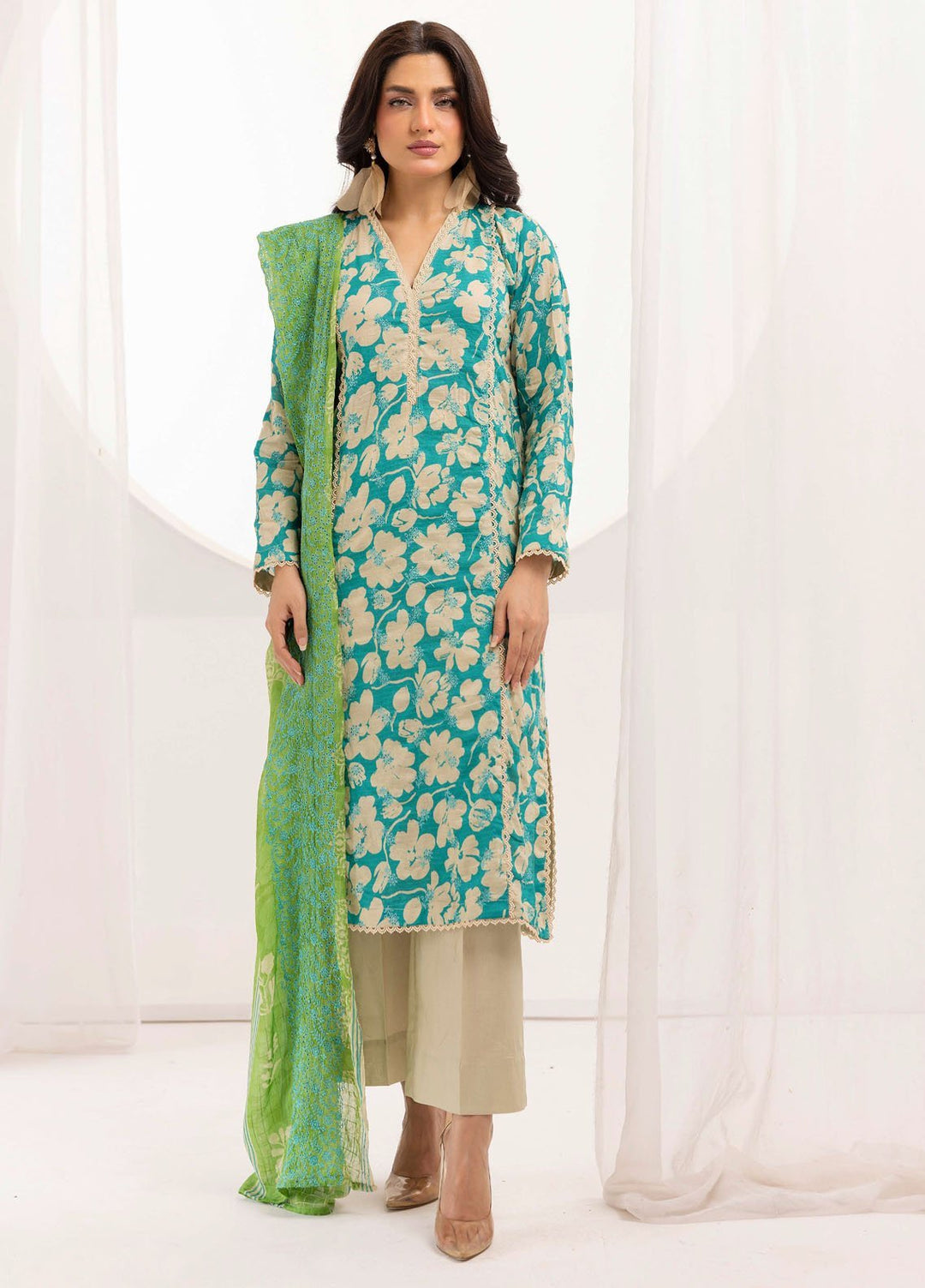 Riaz Arts Embroidered Lawn Suits Unstitched 3 Piece RA25RL D-09 - Summer Collection