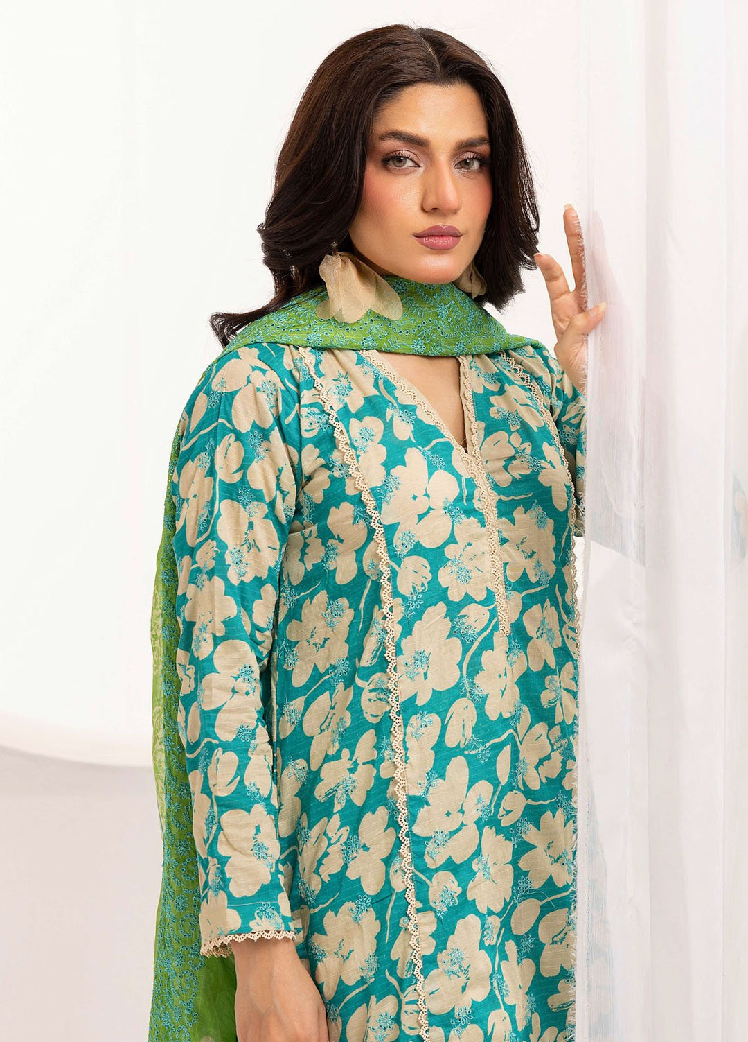 Riaz Arts Embroidered Lawn Suits Unstitched 3 Piece RA25RL D-09 - Summer Collection
