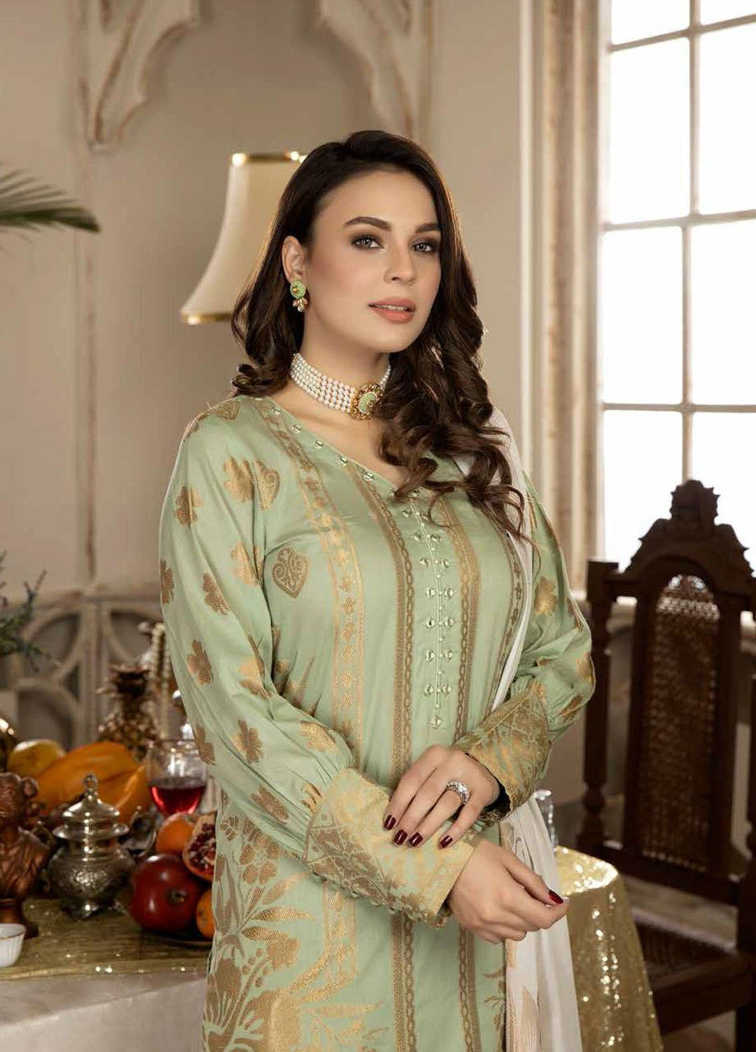 Riaz Arts Broshia Banarsi Lawn Suits Unstitched 3 Piece RA22SHN D-03 - Summer Collection