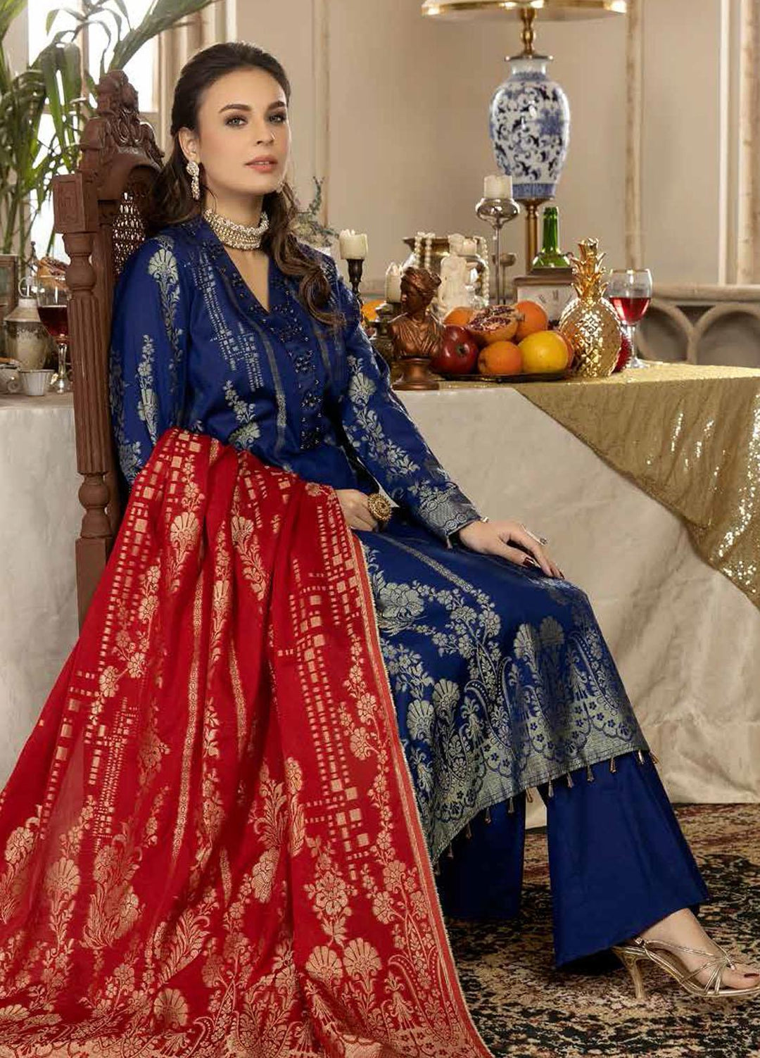 Riaz Arts Broshia Banarsi Lawn Suits Unstitched 3 Piece RA22SHN D-06 - Summer Collection