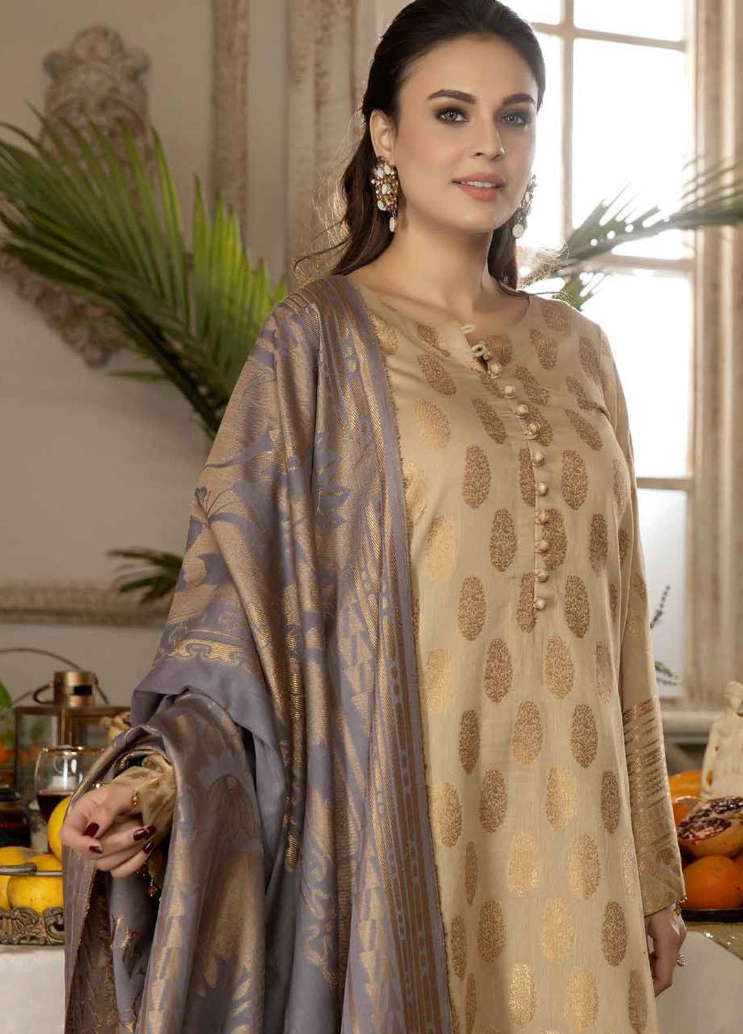 Riaz Arts Broshia Banarsi Lawn Suits Unstitched 3 Piece RA22SHN D-07 - Summer Collection