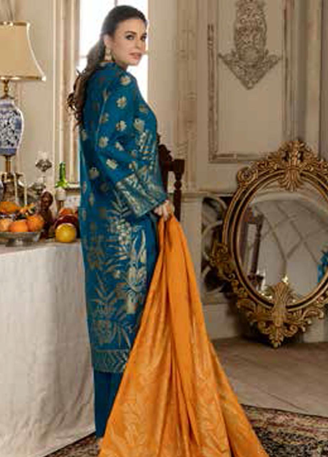 Riaz Arts Broshia Banarsi Lawn Suits Unstitched 3 Piece RA22SHN D-09 - Summer Collection