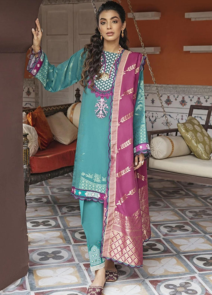 Rim Jhim by Cross Stitch Embroidered Cotton Jacquard Suits Unstitched 3 Piece CS21RJ ZAIB-UN-NISA-B - Luxury Collection