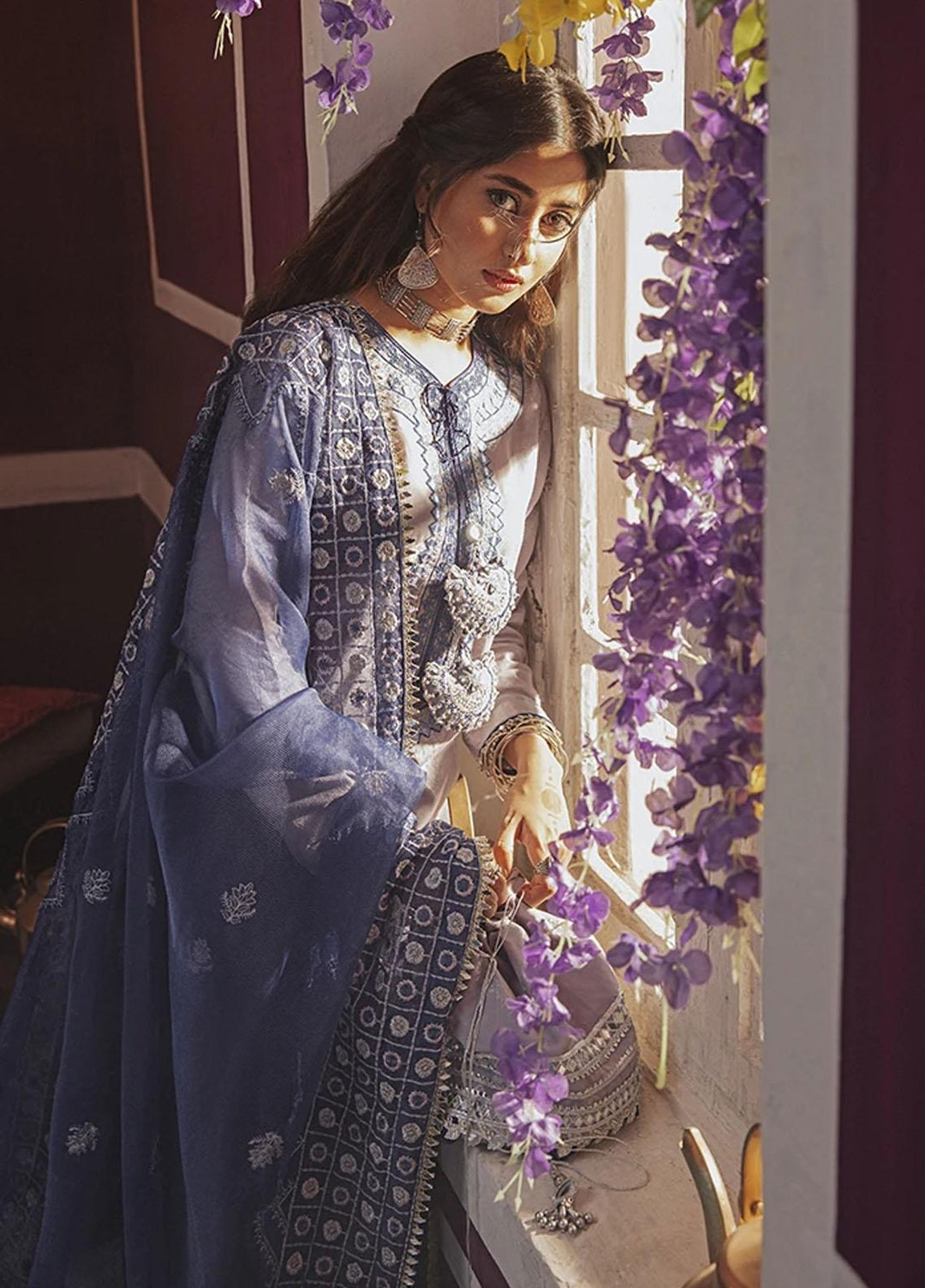 Rim Jhim by Cross Stitch Embroidered Cotton Jacquard Suits Unstitched 3 Piece CS21RJ NOOR-E-QAMAR-A - Luxury Collection
