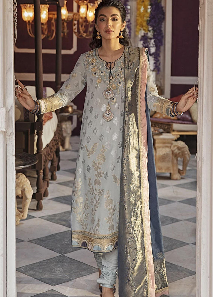 Rim Jhim by Cross Stitch Embroidered Cotton Jacquard Suits Unstitched 3 Piece CS21RJ TRAAB-E-KOYAL-A - Luxury Collection