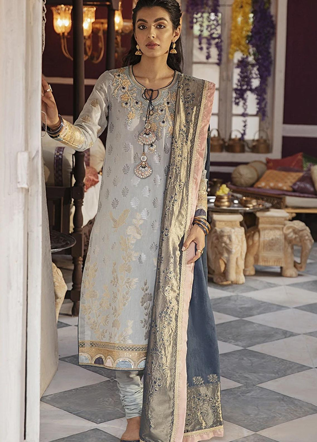 Rim Jhim by Cross Stitch Embroidered Cotton Jacquard Suits Unstitched 3 Piece CS21RJ TRAAB-E-KOYAL-A - Luxury Collection
