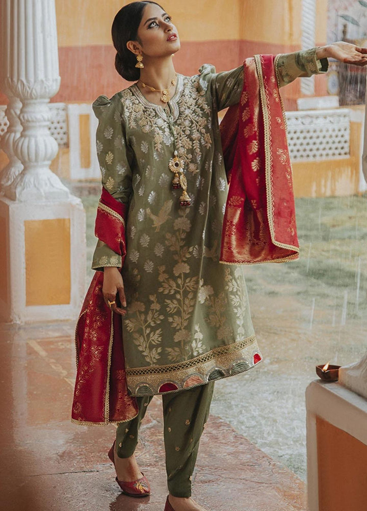 Rim Jhim by Cross Stitch Embroidered Cotton Jacquard Suits Unstitched 3 Piece CS21RJ TRAAB-E-KOYAL-B - Luxury Collection