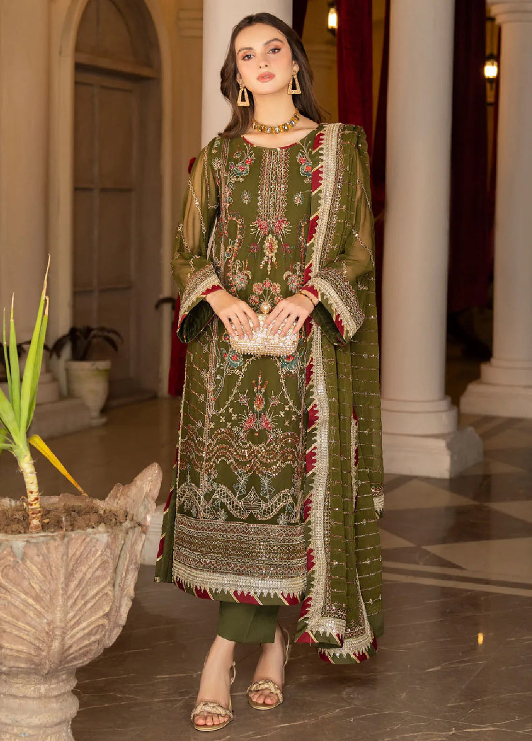 Rimjhim By Strawberry Embroidered Chiffon Suit Unstitched 4 Piece STB24R FLS-RJ-002 - Summer Collection