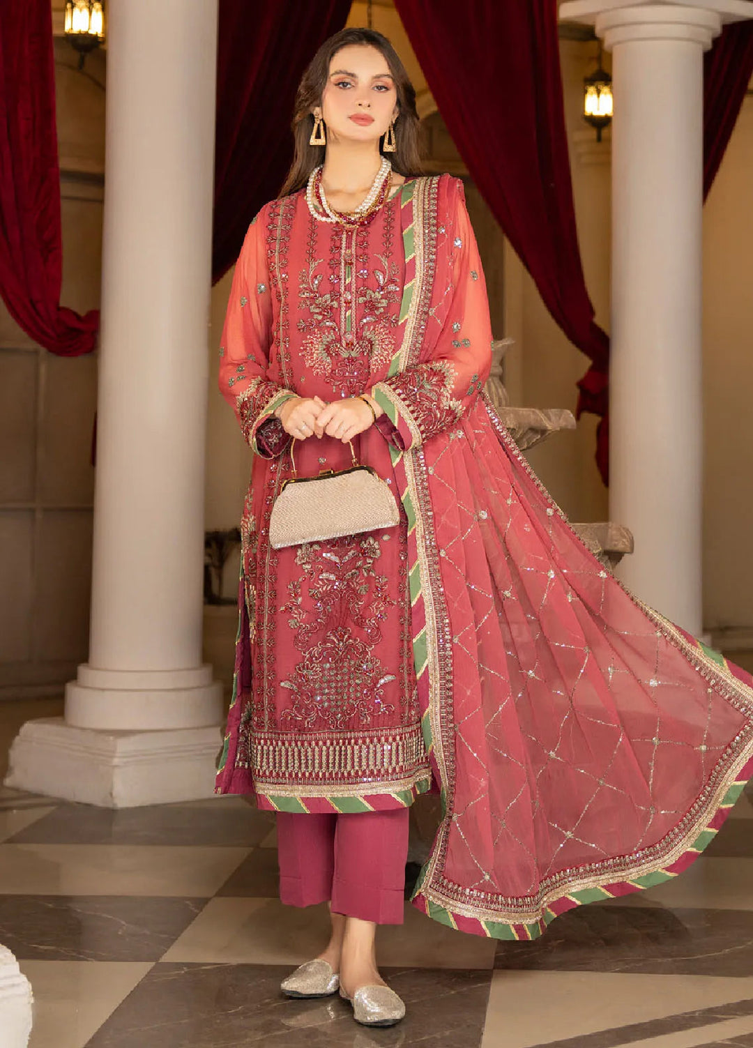 Rimjhim By Strawberry Embroidered Chiffon Suit Unstitched 4 Piece STB24R FLS-RJ-003 - Summer Collection