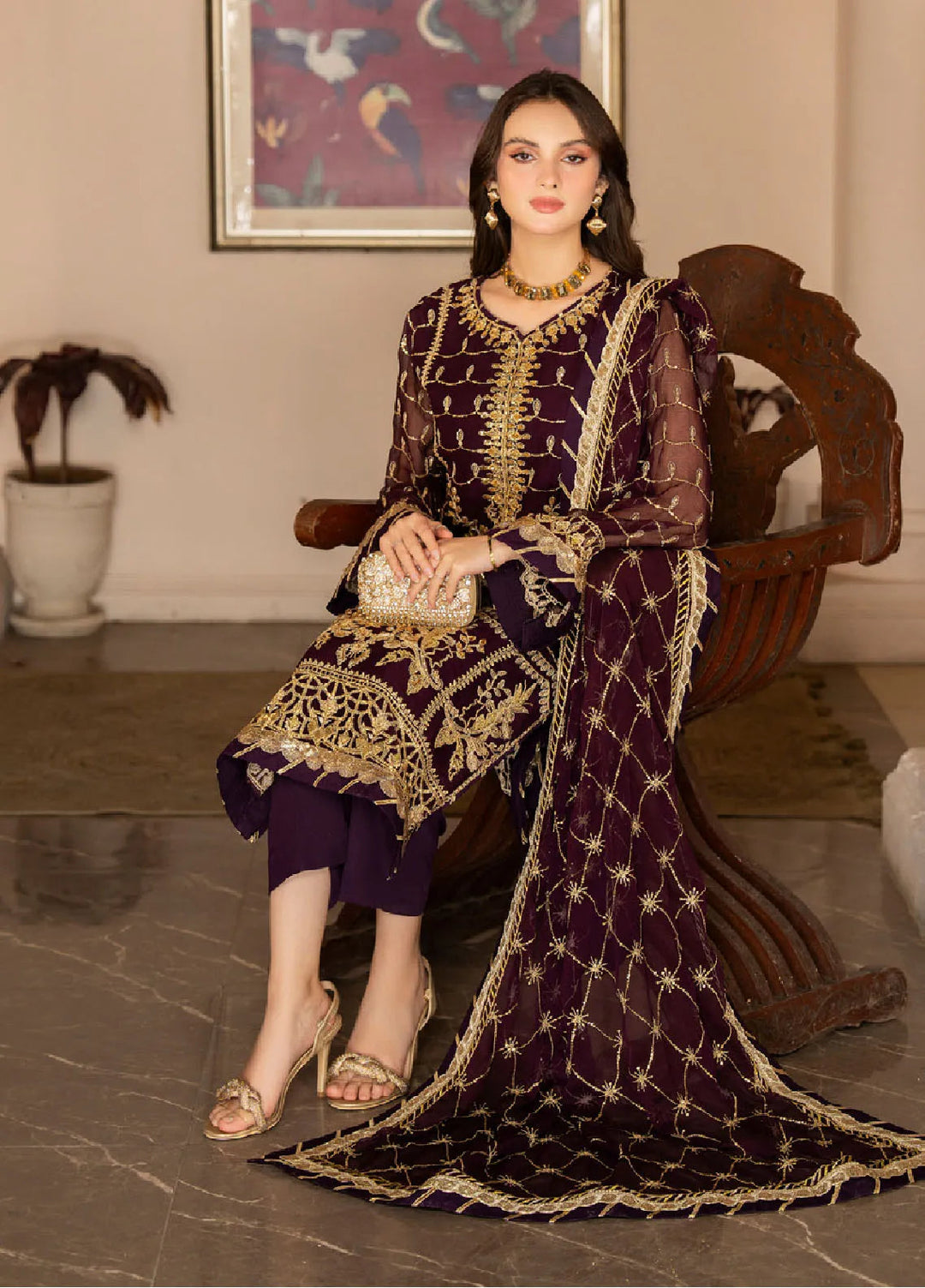 Rimjhim By Strawberry Embroidered Chiffon Suit Unstitched 4 Piece STB24R FLS-RJ-004 - Summer Collection