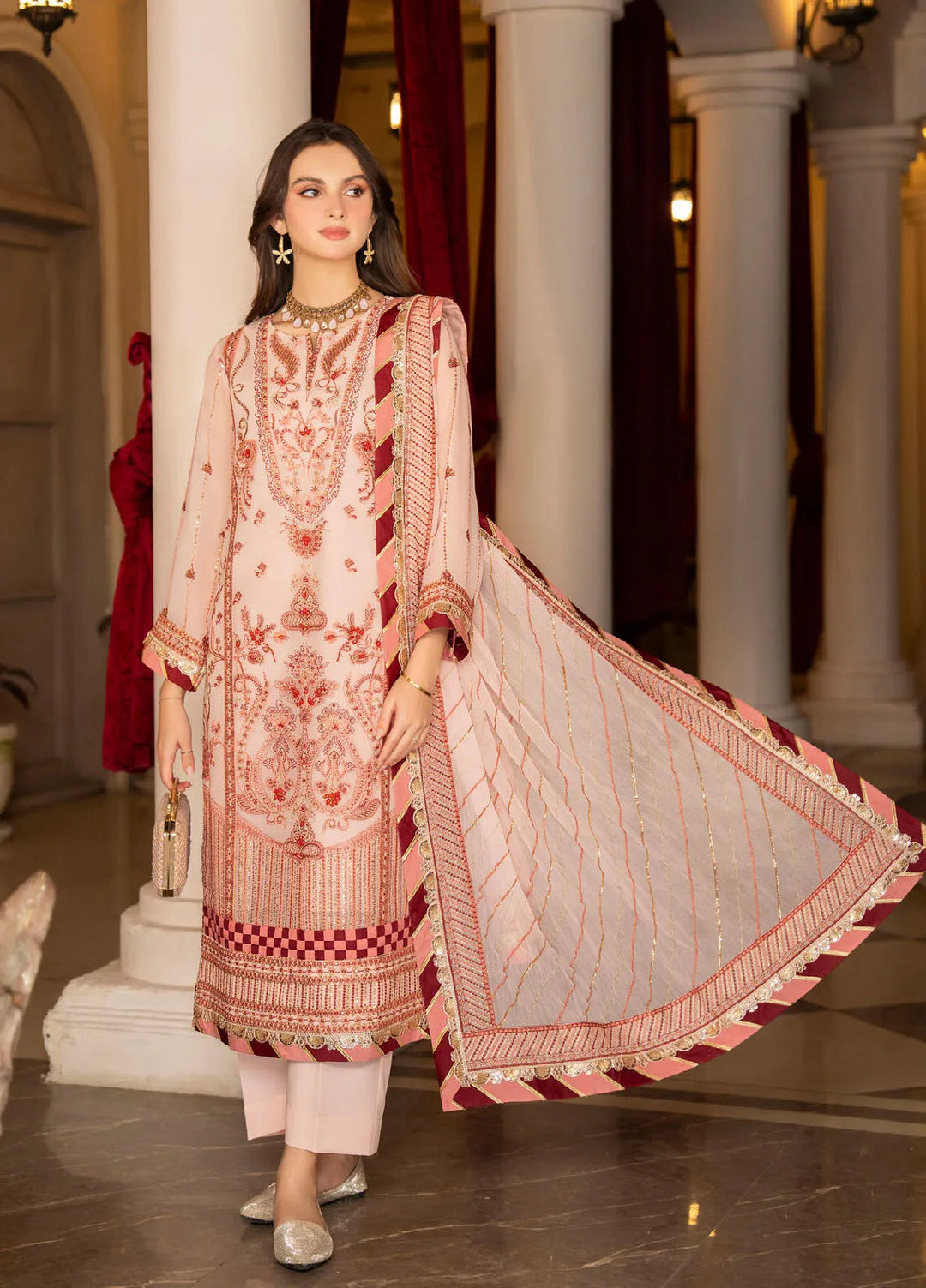 Rimjhim By Strawberry Embroidered Chiffon Suit Unstitched 4 Piece STB24R FLS-RJ-006 - Summer Collection