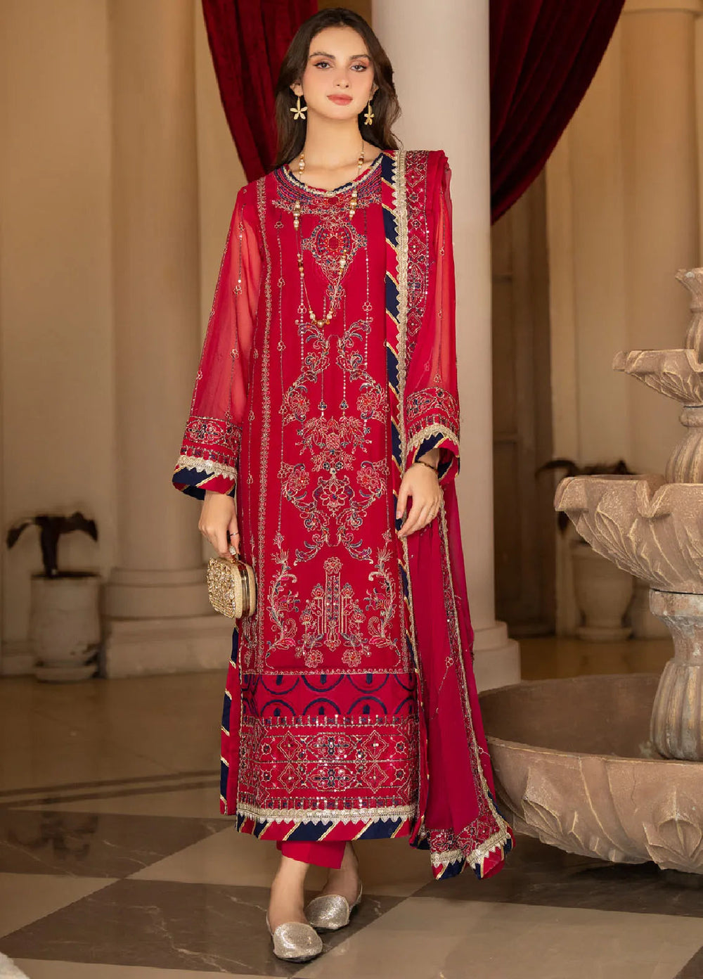 Rimjhim By Strawberry Embroidered Chiffon Suit Unstitched 4 Piece STB24R FLS-RJ-007 - Summer Collection