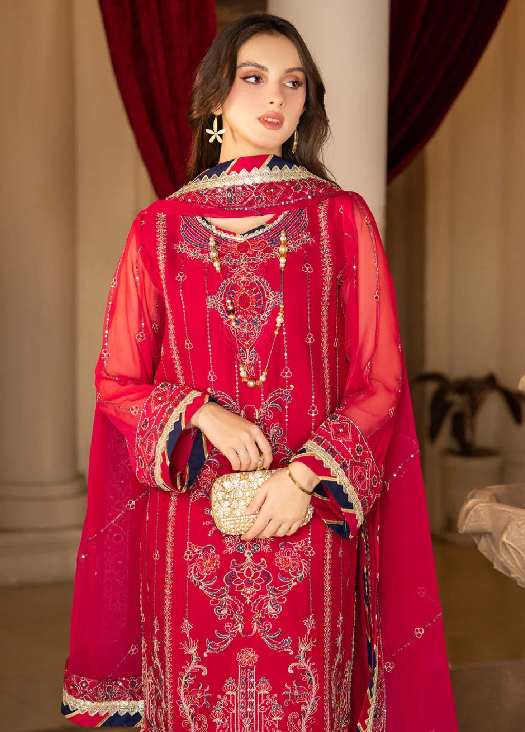 Rimjhim By Strawberry Embroidered Chiffon Suit Unstitched 4 Piece STB24R FLS-RJ-007 - Summer Collection