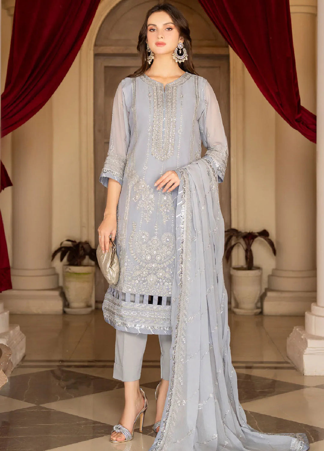 Rimjhim By Strawberry Embroidered Chiffon Suit Unstitched 4 Piece STB24R FLS-RJ-008 - Summer Collection
