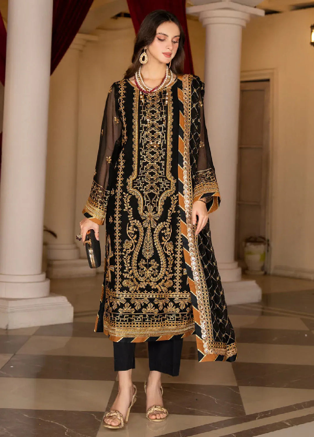 Rimjhim By Strawberry Embroidered Chiffon Unstitched Suit 4 Piece STB24R FLS-RJ-001 - Summer Collection