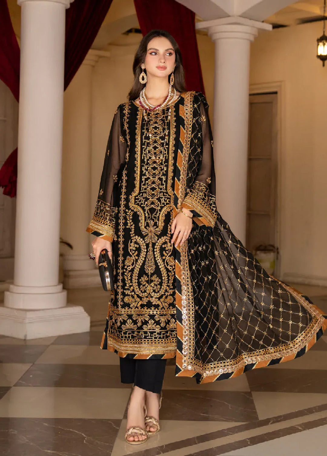 Rimjhim By Strawberry Embroidered Chiffon Unstitched Suit 4 Piece STB24R FLS-RJ-001 - Summer Collection