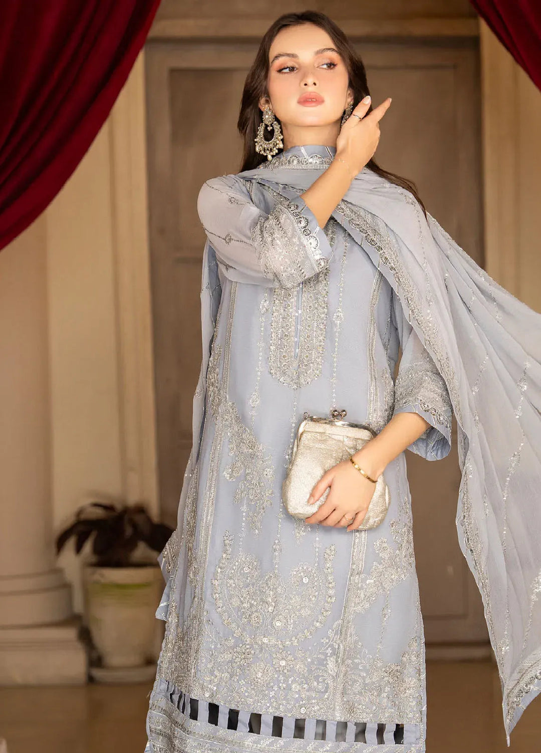 Rimjhim By Strawberry Embroidered Chiffon Unstitched Suit 4 Piece STB24R FLS-RJ-008 - Summer Collection