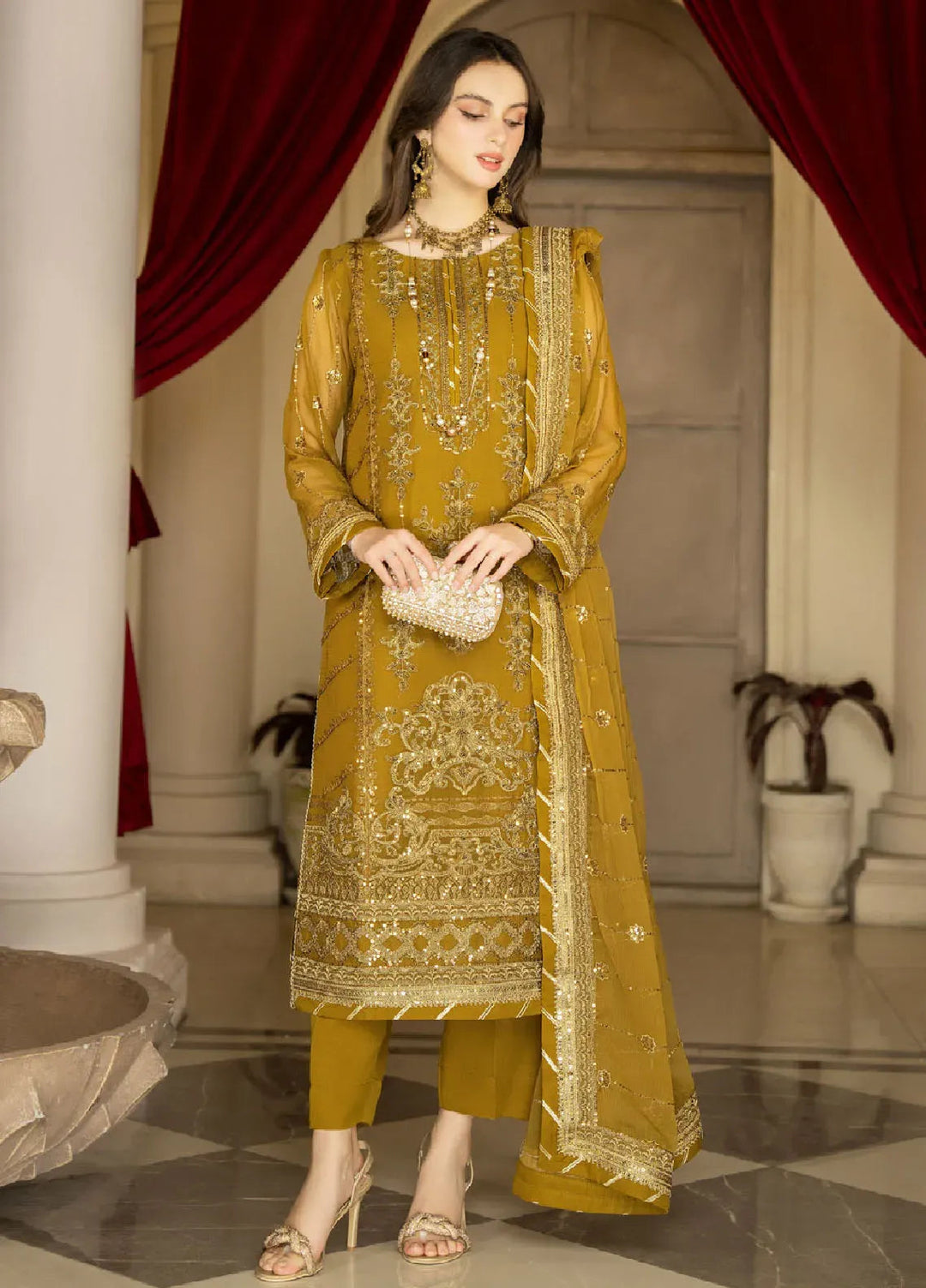 Rimjhim By Strawberry Embroidered Chiffon Unstitched Suit 4 Piece STB24R FLS-RJ-009 - Summer Collection
