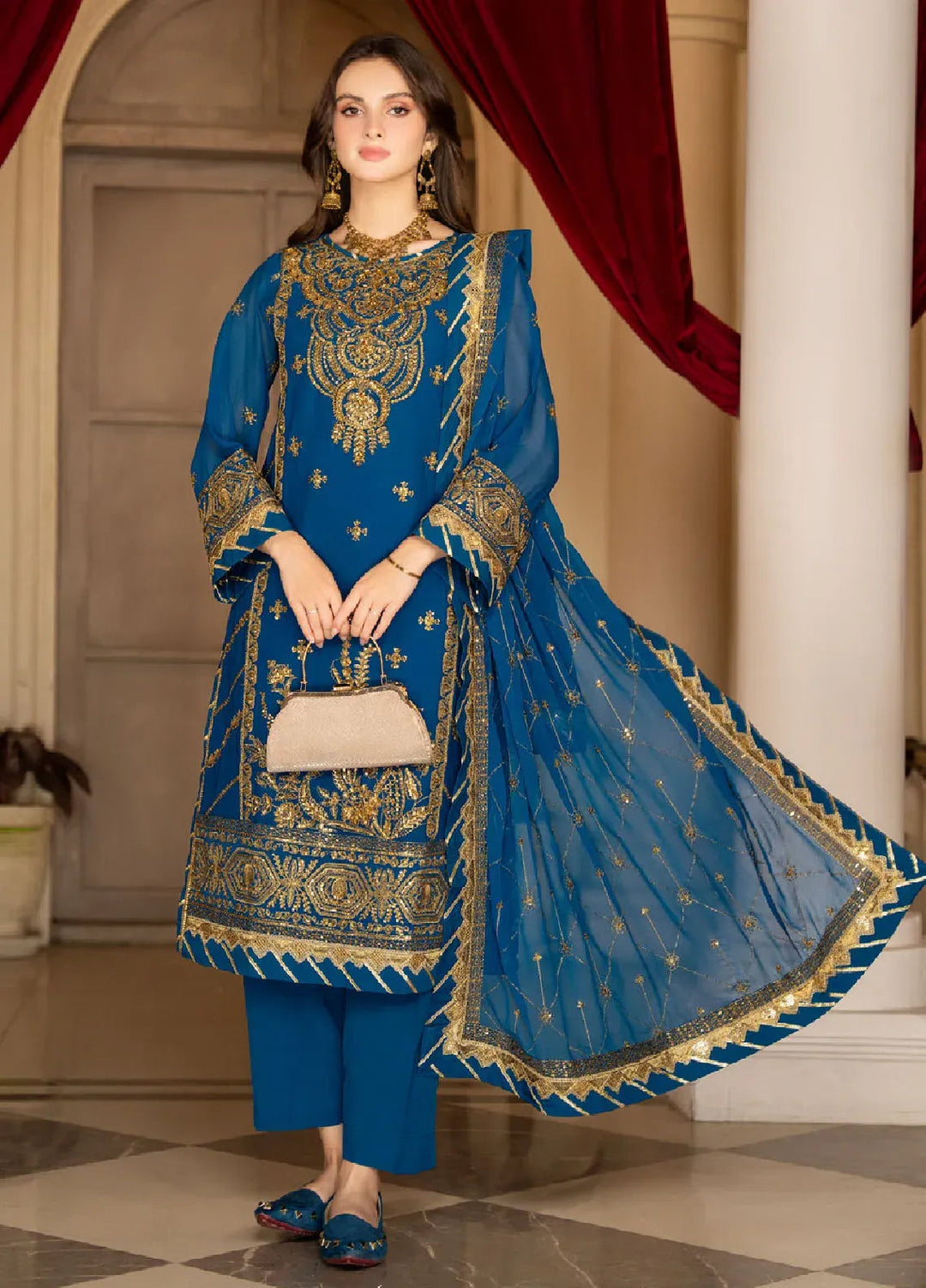 Rimjhim By Strawberry Embroidered Chiffon Unstitched Suit 4 Piece STB24R FLS-RJ-010 - Summer Collection
