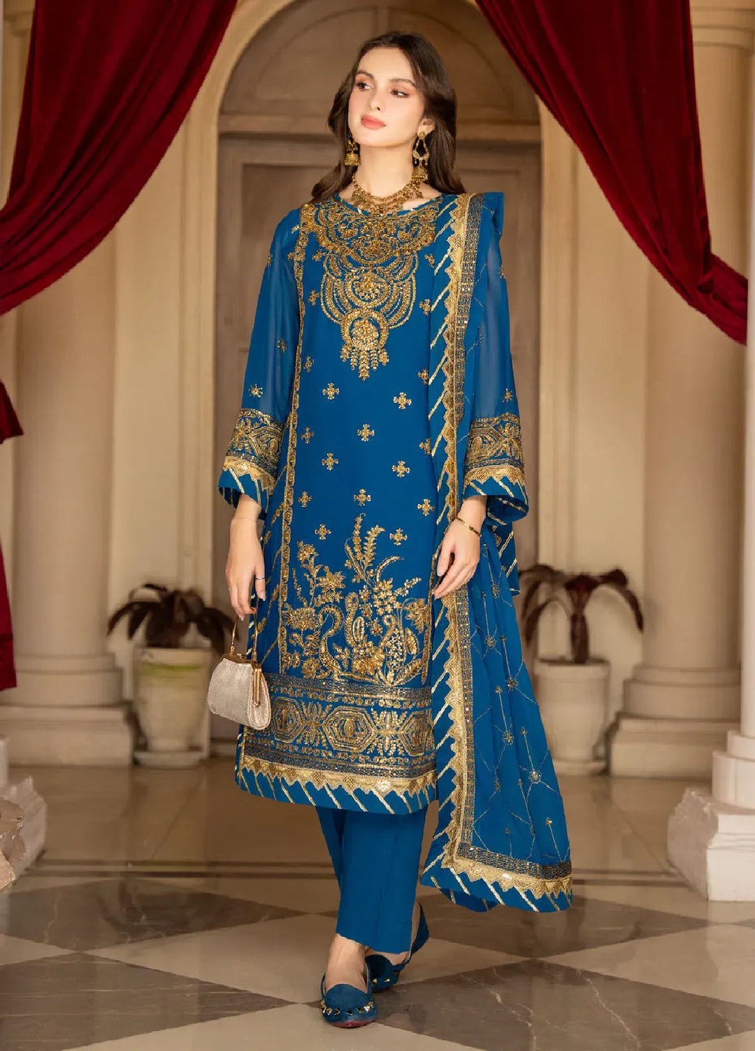 Rimjhim By Strawberry Embroidered Chiffon Unstitched Suit 4 Piece STB24R FLS-RJ-010 - Summer Collection