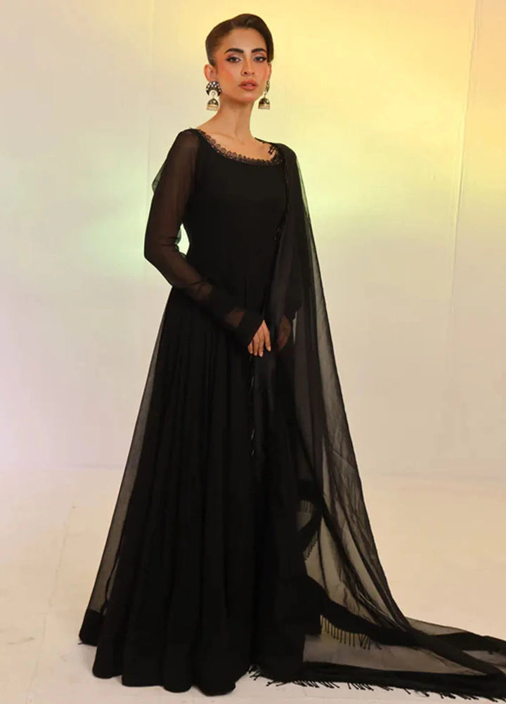 Ripret Pret Embroidered Chiffon 2 Piece Suit Black Kalidaar