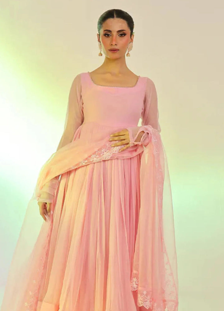 Ripret Pret Embroidered Chiffon 2 Piece Suit Pink Tier Pishwas