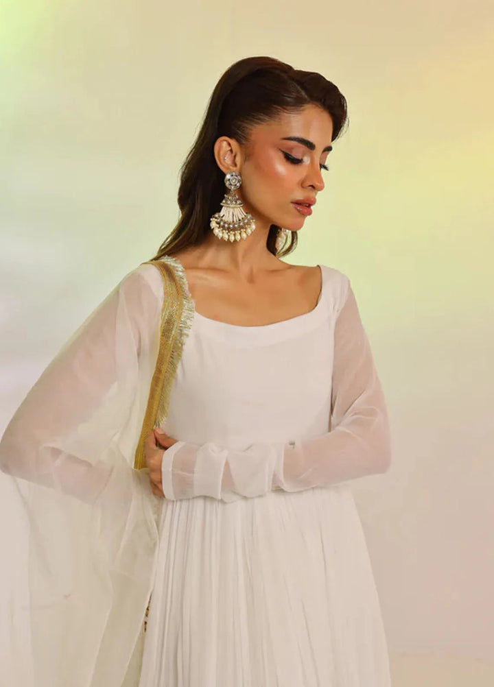 Ripret Pret Embroidered Chiffon 2 Piece Suit White Tier Pishwas