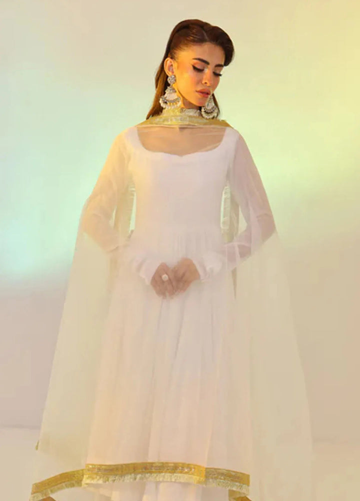 Ripret Pret Embroidered Chiffon 2 Piece Suit White Tier Pishwas