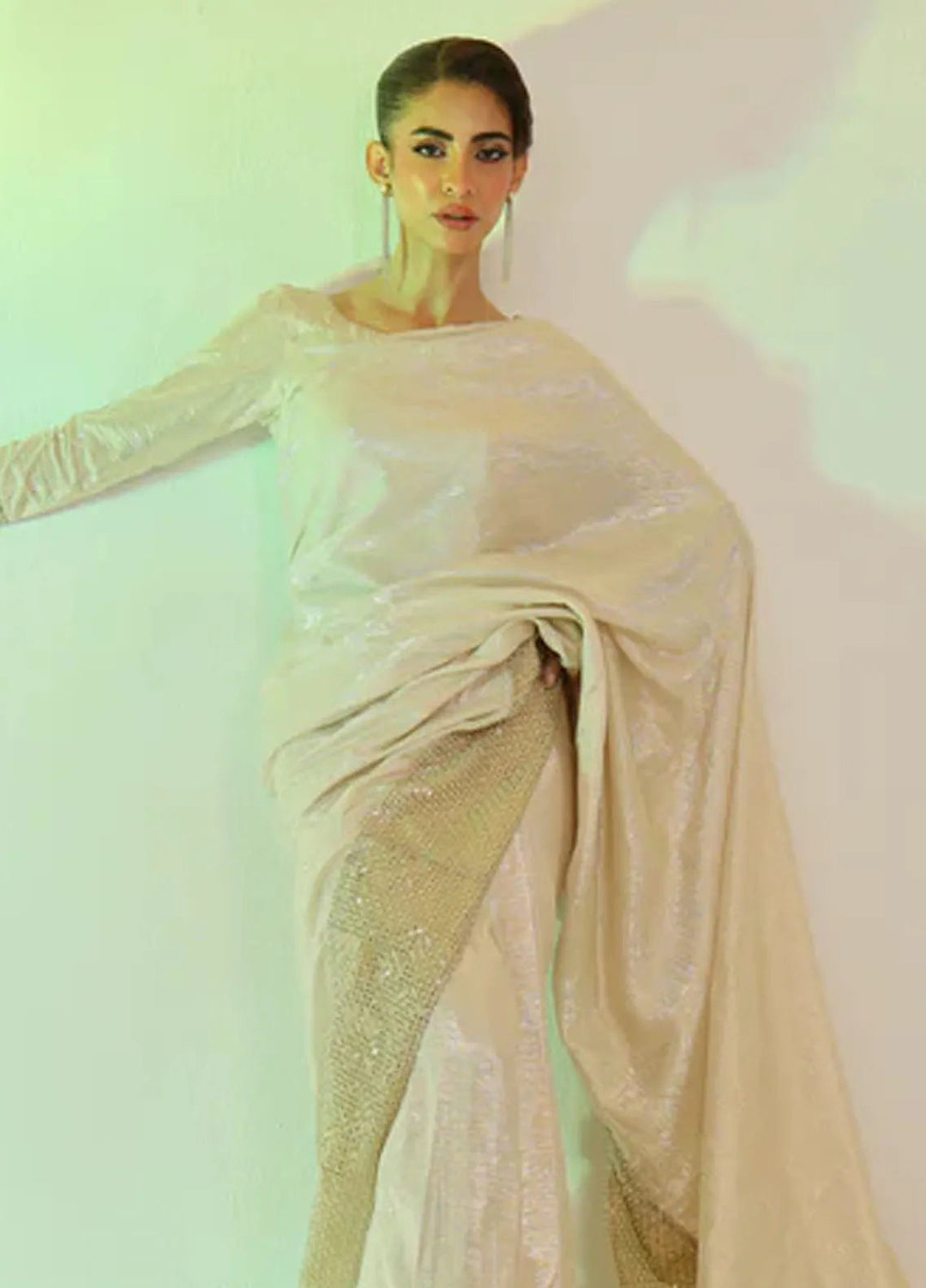 Ripret Pret Embroidered Chiffon Saree Glided Glimmer