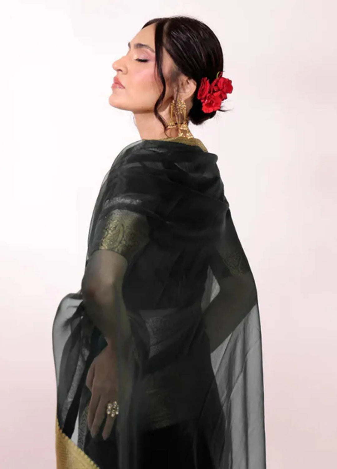 Ripret Pret Embroidered Organza 3 Piece Suit Gulzar Black