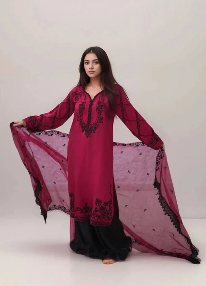 Ripret Pret Embroidered Raw Silk 3 Piece Suit GulPari