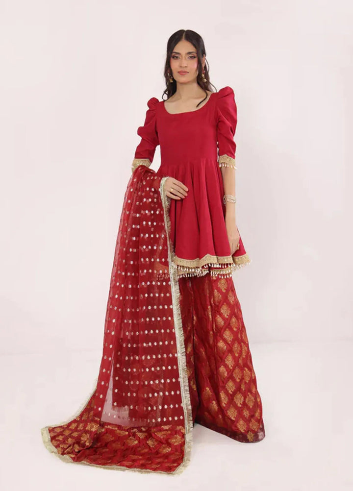 Ripret Pret Embroidered Raw Silk 3 Piece Suit Rani
