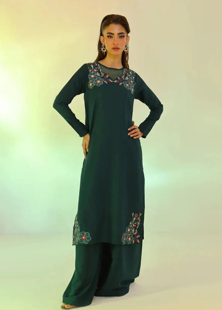 Ripret Pret Embroidered Silk 2 Piece Suit Teal Breeze